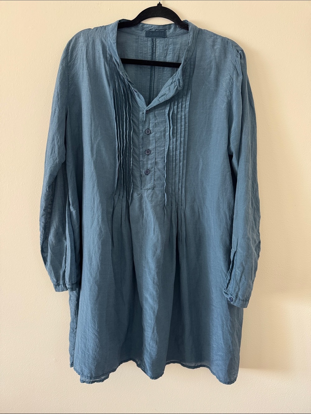 CP Shades Slate Blue Pintuck Cotton/Silk Tunic